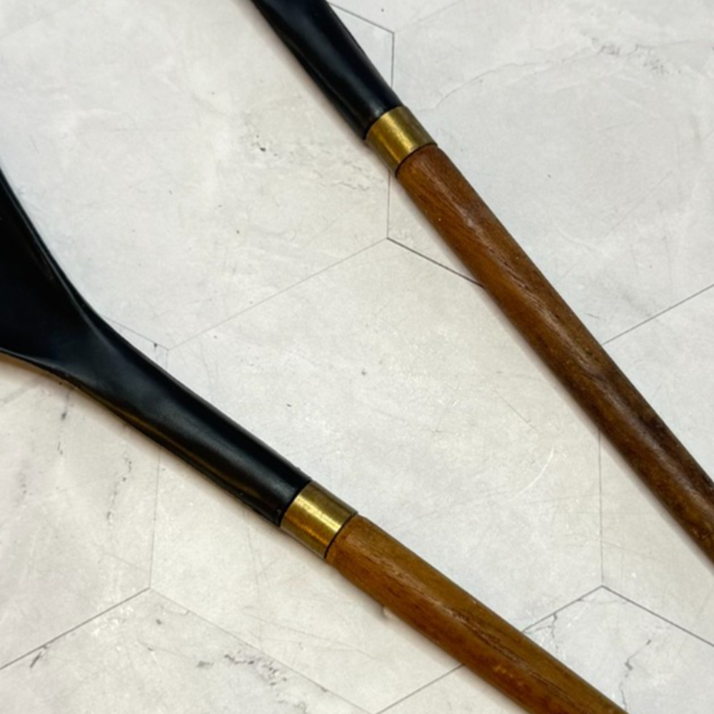 Vintage Helge Benzin Salad Servers Denmark Danish Designer 12" Teak Wood EUC - Picture 8 of 9